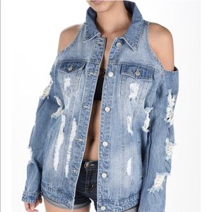 Denim distressed jacket